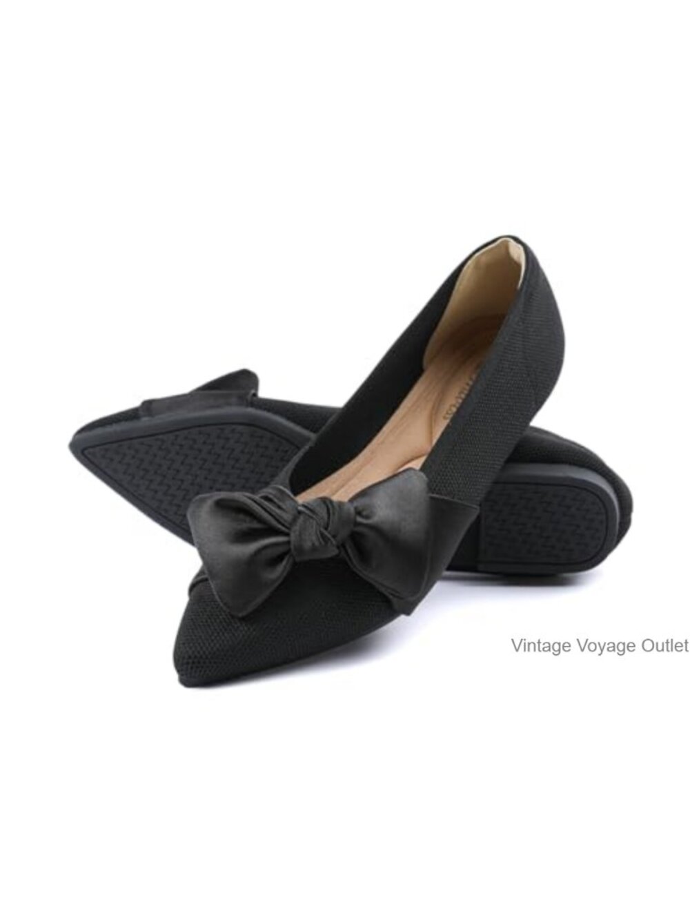 Women's Bow Ballet Flats Pointed Toe Memory Foam Comfort Shoes